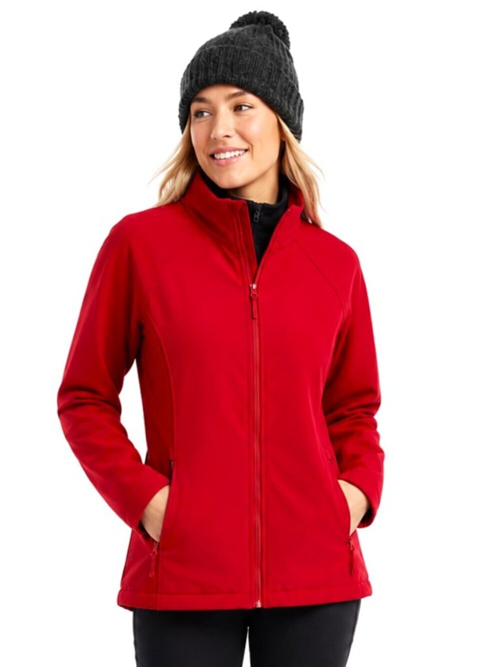 Red Full Zip Fleece Lined Outerwear Jacket